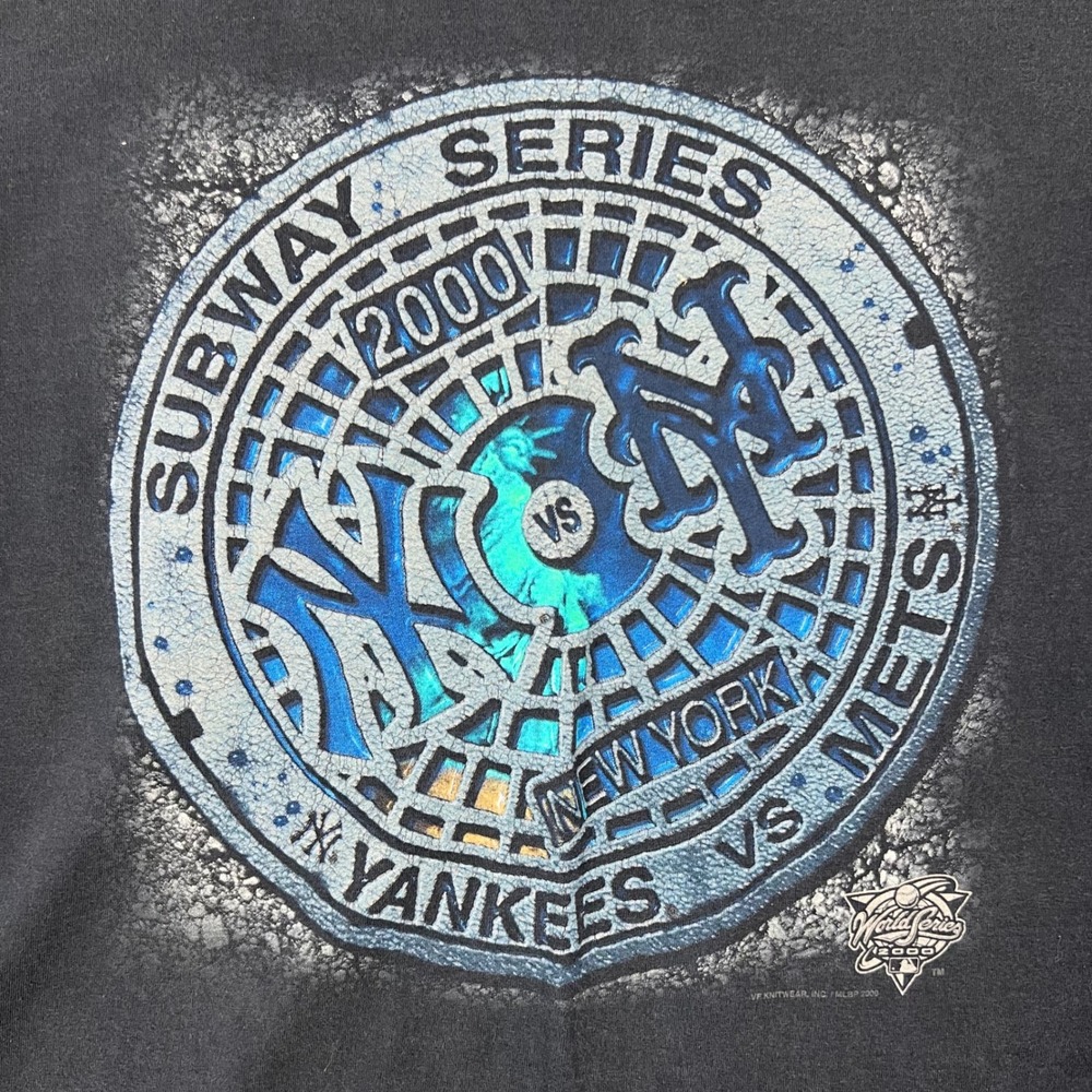 Vintage 2000 MLB NY Yankees vs. Mets Subway World Series T Shirt Men's XL Black